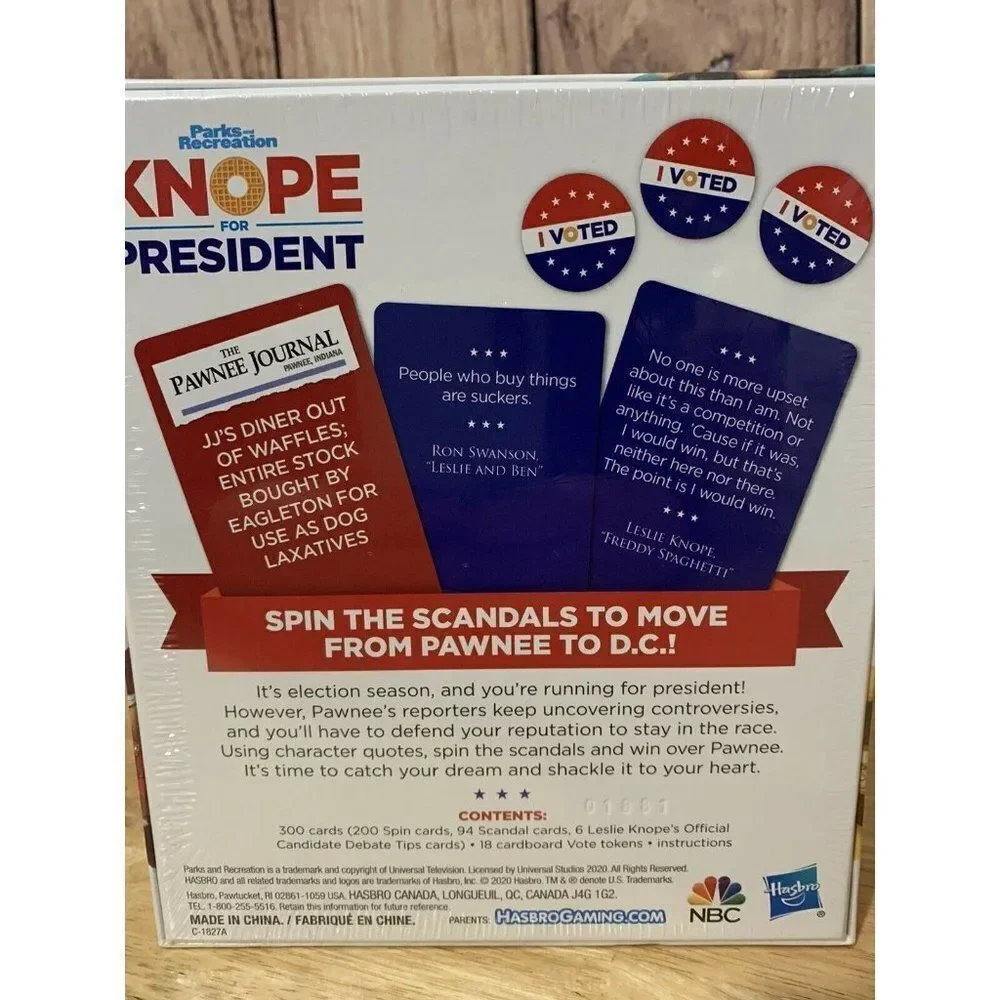 Parks and Recreation Knope for President Party Game for Bad Politicians.